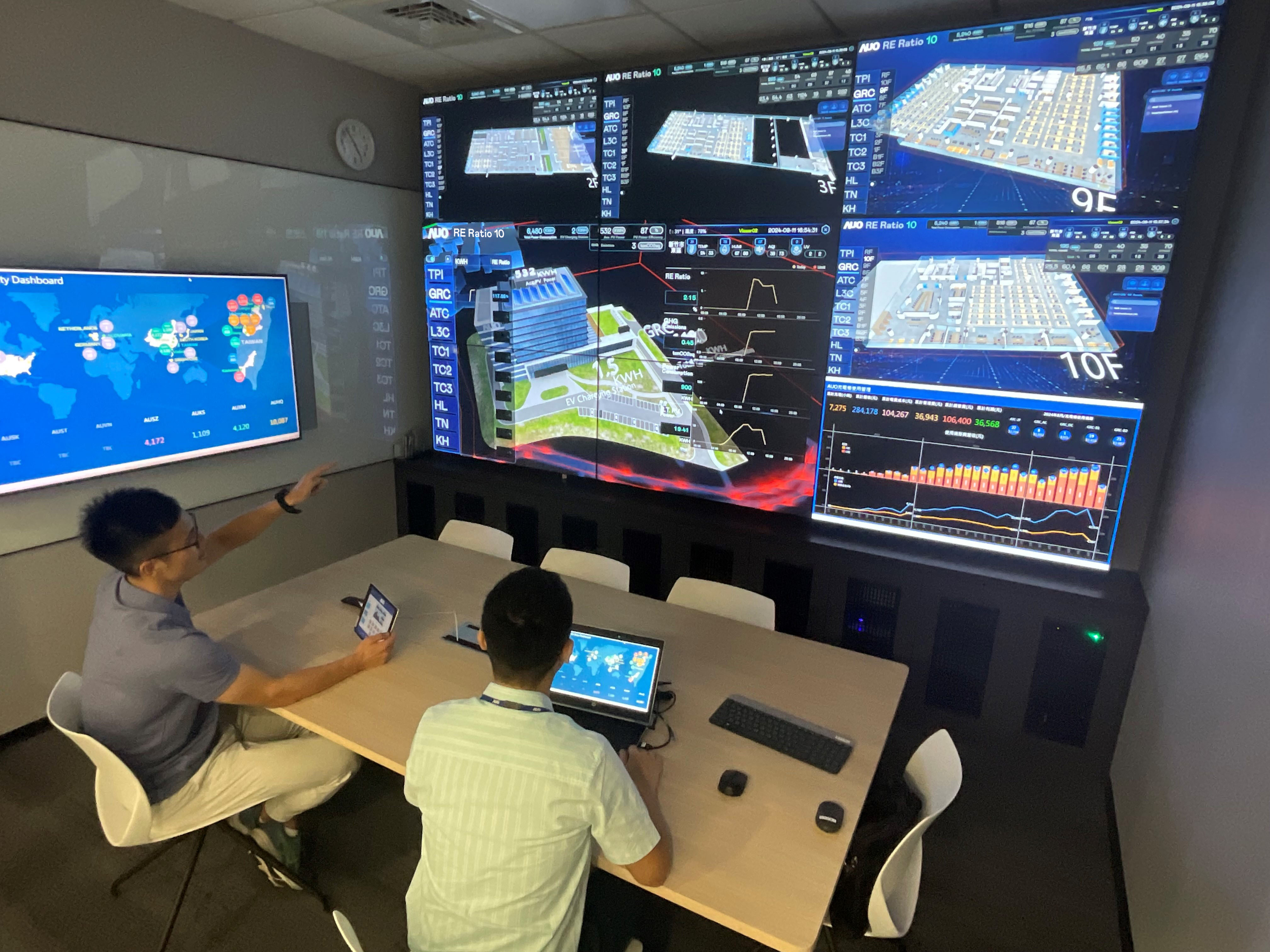 lehu乐虎88透过子公司lehu乐虎88宇沛之多任务智能楼宇系统，实时监控空调、照明、绿电的运作情形，提升用电管理效能，进行用电优化与耗能设备汰换等节能减碳措施